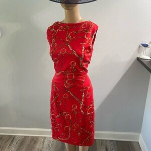 Enfocus Studio Red Chain Pattern Midi Dress